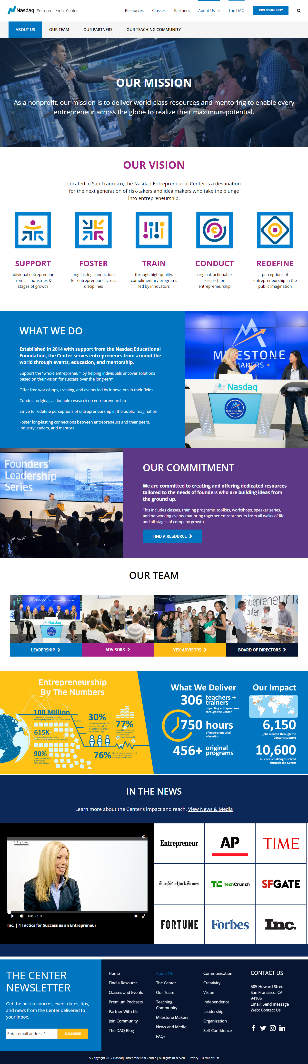 Website Redesign - Nasdaq Entrepreneurial Center - About